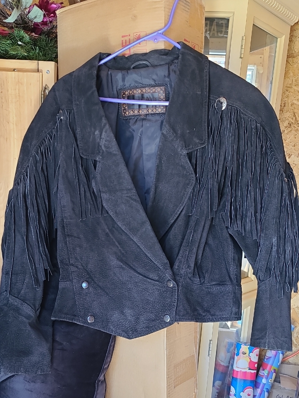 Women’s Black Suede Fringe Leather Jacket